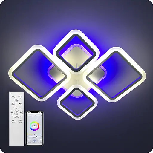 Люстра світлодіодна 517 Light 3color з пультом 96Вт Білий (01719) - фото 6