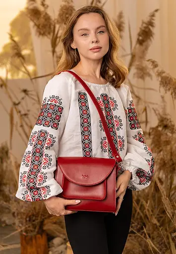 Жіноча шкіряна сумка Liv червоний краст - фото 2