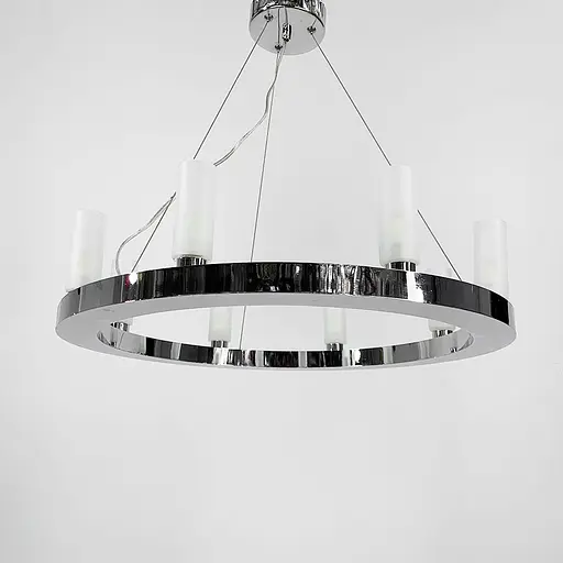 Подвесная серебряная кольцевая люстра RENNES ROUND 60 см 8 плафонов Line.F MJ 111-600 - фото 3