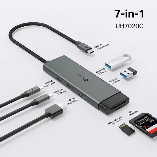 USB-Хаб TP-Link USB Type-C 7 в 1 (UH7020C) - фото 2