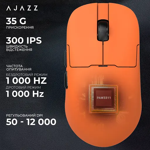 Мышь Ajazz AJ159P MC Wireless/Bluetooth/USB Orange Charging Dock (AJ159P-MC-Orange) - фото 14