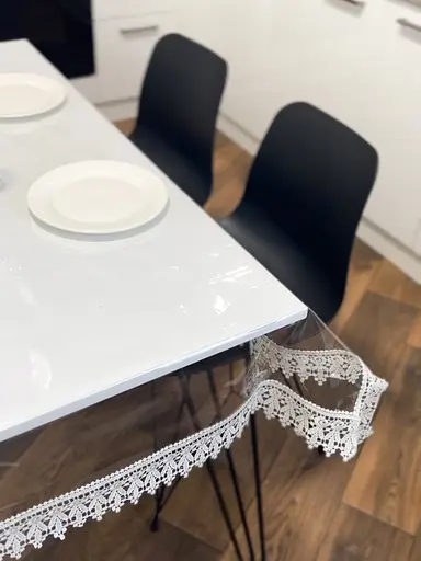 Силиконовая скатерть с кремовым кружевом 7 см 240х160 см - фото 2