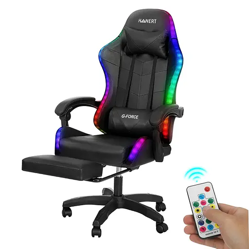 Крісло геймерське Hanert G-Force + RGB з підсвічуванням Black - фото 2