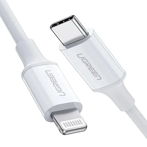 Кабель Ugreen USB 2.0 Type-C M-Lightning M, 1 м, 3A, Nickel Plating ABS Shell Білий, US171 - фото 2