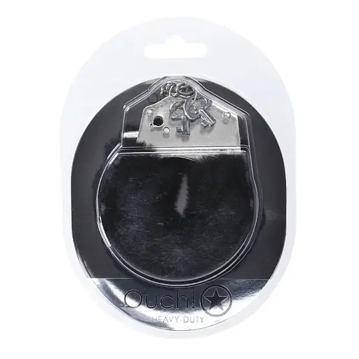Наручники Ouch! Heavy-duty Fluffy Handcuffs (чорний) - фото 2
