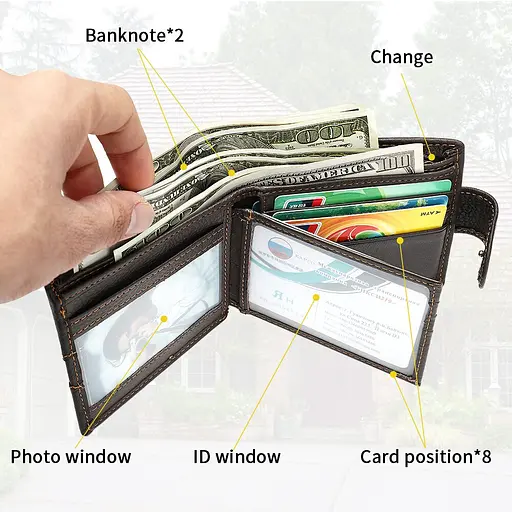 Мужской кожаный кошелек Vintage 9.5х11х2 см acs0015162 - фото 10