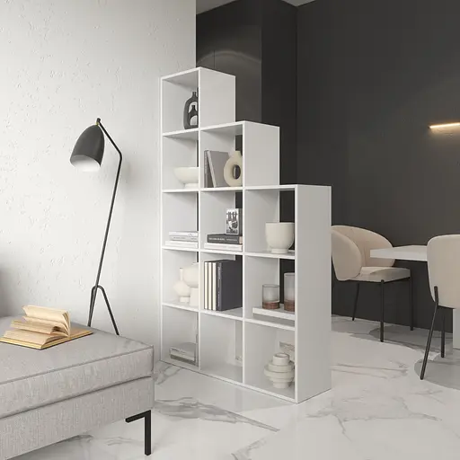 Книжная полка стеллаж Vays M-6 Белый на 12 ячеек ЛДСП 108x29x178 см для дома офиса детской или гостиной