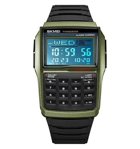 Мужские наручные часы с калькулятором Skmei 2255 (Зеленые) - фото 2