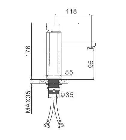 Смеситель для умывальника гайка Ø35 Frap 1/10 F10805 Нержавеющая сталь - фото 2