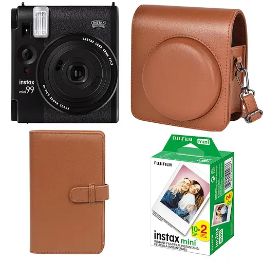 Подарочный набор Камера Fujifilm Instax Mini 99, Фотобумага 20шт, Чехол, Фотоальбом на 108 фото Коричневый - фото 1