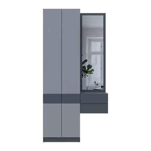 Прихожая Сола 1+2 Doros Графит / Серый ДСП / зеркало 105х40х215 (42005153) - фото 8