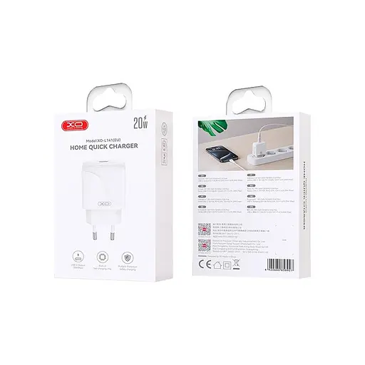 Сетевой адаптер XO Single USB-C Fast Charger L141 |20W/3A, PD/QC| - фото 2