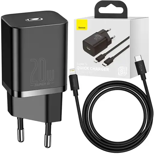 Блок питания Baseus Super Quick Charger 20w комплект с кабелем type-c - lightning (TZCCSUP-B01) - фото 3