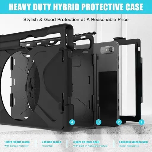 Чохол Rugged 3 Layers броньований протиударний з захистом Lenovo Tab P11 Pro 2nd gen 11.2 TB132FU TB138FC Чорний - фото 6