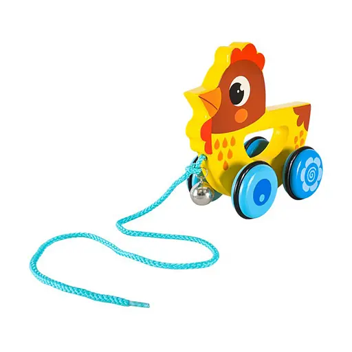 Дитяча дерев’яна каталочка "Курча" Bambi C15030-4 на мотузці - фото 1