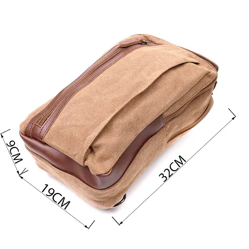 Вертикальная мужская сумка через плечо из плотного текстиля Vintage 19х32х9 см sum0028968 - фото 4