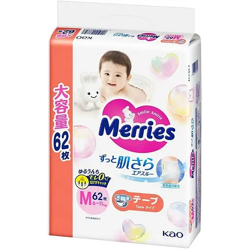 Підгузки-трусики Merries дихаючі M 6-11 кг 62 шт.