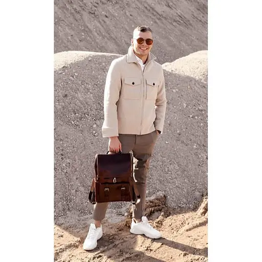 Большой кожаный рюкзак Time Resistance 29х40х13 см sum0028432 - фото 3