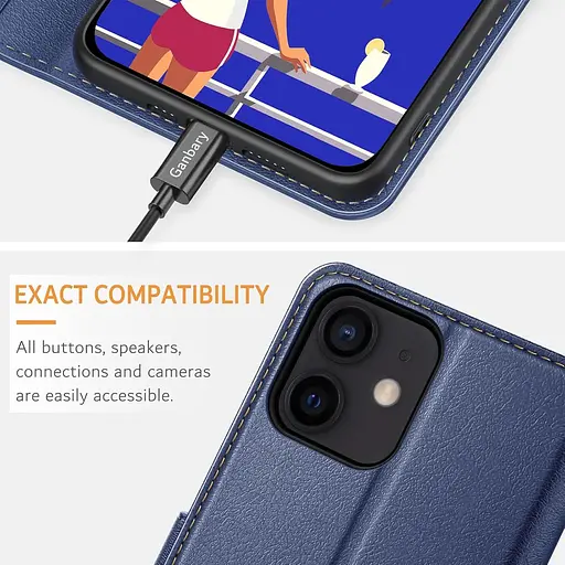 Чохол Ganbary для iPhone 12 / iPhone 12 Pro, [Чохол зі штучної шкіри преміум-клаумі] [Фліп-Чохол] [Кишеня для гаманця - фото 2