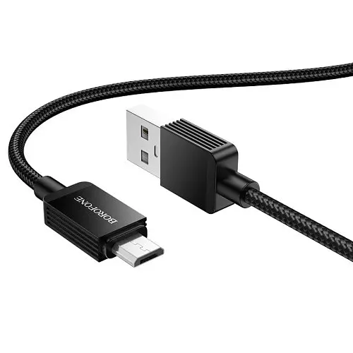 Кабель Borofone BX120 Placer charging data cable Micro 2.4A/1 м черный - фото 1