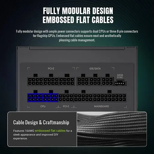 Блок живлення GameMax 750G 750W RGB 80+ Gold (RGB 750G) - фото 9