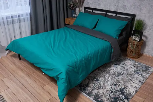 Комплект постільної білизни Moon&Star Бязь Gold Люкс Gray Green King Size 220x240 наволочки 2х40х60 - фото 1