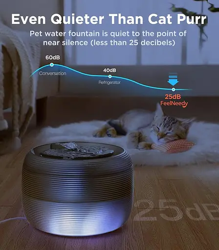 Фонтан для води для кішок, надтихий, фонтан для води для домашніх тварин об'ємом 84 рідких унції/2,5 л для кішок та собак - фото 2