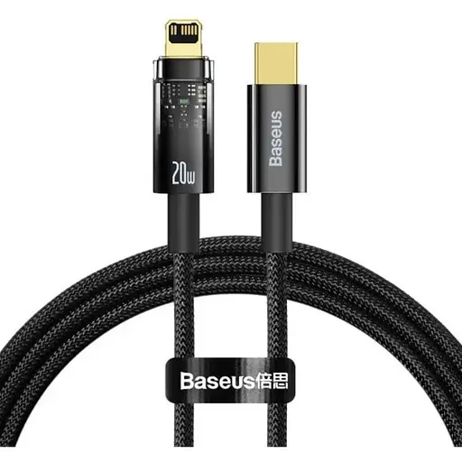 Кабель Baseus Explorer Series Auto Power-Off Fast Charging Data Cable Type-C to Lightning 20W 1 м Чорний