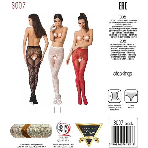 Эротические колготки-бодистокинг Passion S007 Red - фото 5