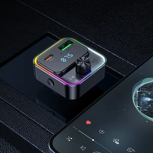 АЗП з FM-модулятором HOCO E81 Fantasy PD30W+QC3.0 car BT FM transmitter Black - фото 8