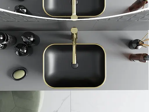 Умивальник Mexen Rita black matt gold Edge накладний MEX-21084575, Золотий - фото 4