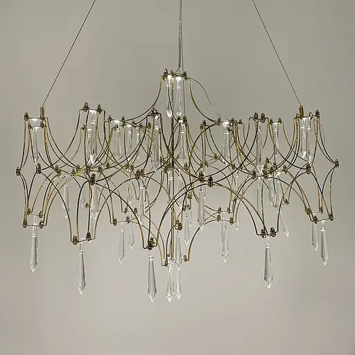 Дизайнерська невагома золота люстра із кришталем Ø 70 см | Арт. MJ203-730 Titanium | Line F - фото 7