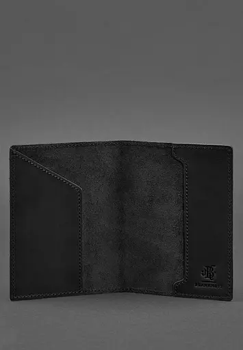 Кожаная обложка для паспорта с канадским гербом черная Crazy Horse - фото 4