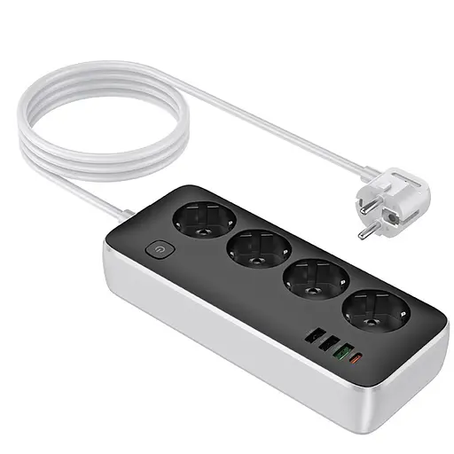 Удлинитель Hoco AC22 Sunlight (PD30W/1C/3A/4xSocket) (1.5m) - фото 5