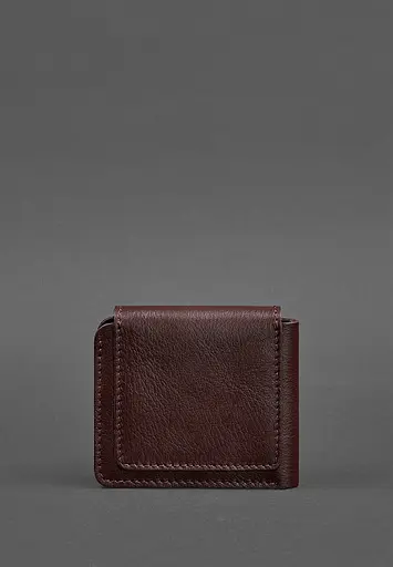 Кожаный портмоне 4.2 на бордовой кнопке. - фото 5