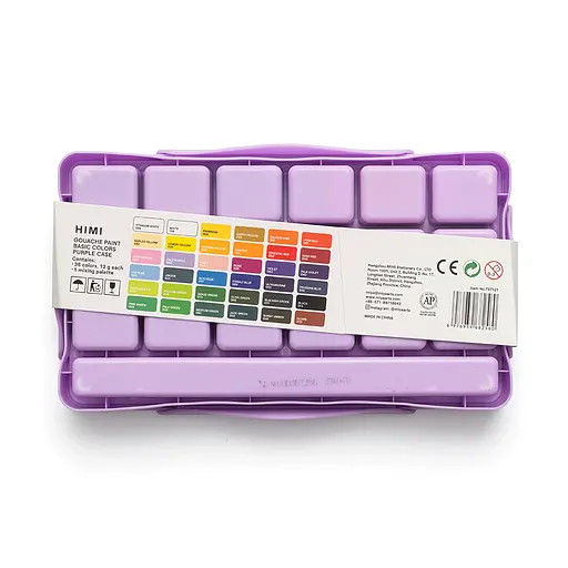 Набор гуашевых красок Twin Cup 36×12 мл фиолетовый пластиковый пенал HIMI - фото 2