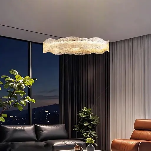 Люстра з підвісним корпусом з хвилястого рельєфного акрилу Ø 60 см | Line F | Арт. MJ373-600 BK - фото 1