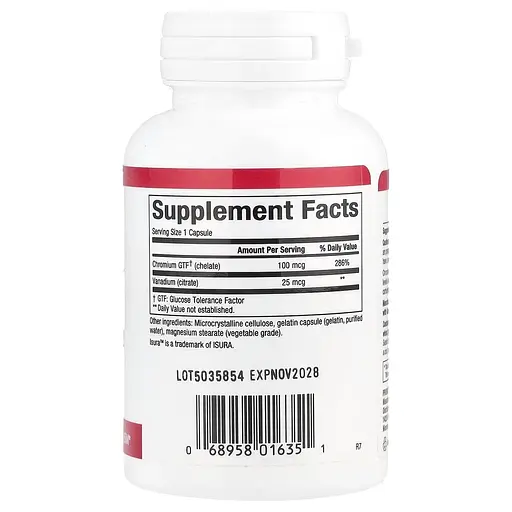 Хром та Ванадій Natural Factors Chromium & Vanadium 125 mcg, 90 капсул для контролю цукру та обміну речовин - фото 2