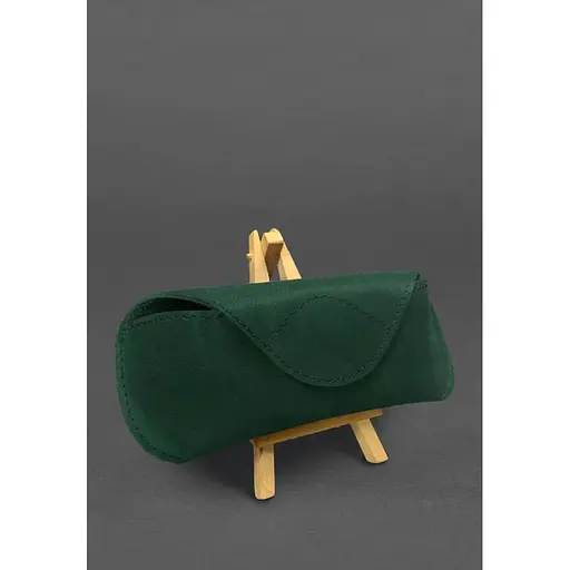 Кожаный чехол для очков BlankNote Crazy Horse с клапаном на магните Зеленый - фото 3