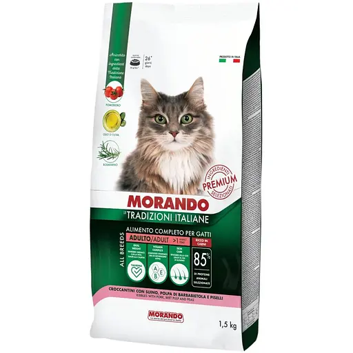 Сухий корм для котів Morando Tradizioni зі свининою, горохом та буряком 13.5 кг (9 шт. х 1.5 кг) - фото 1