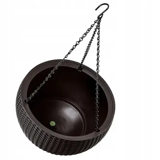 Уцінка. Горщик для рослин Keter Rattan hanging sphere з ланцюжком коричневий (7290106924567) - фото 4