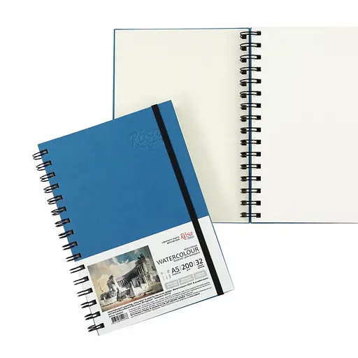 Блокнот для акварелі на спіралі Watercolor by Smiltanis А5 200г/м2 32 л папір білий Блакитний ROSA Studio - фото 3