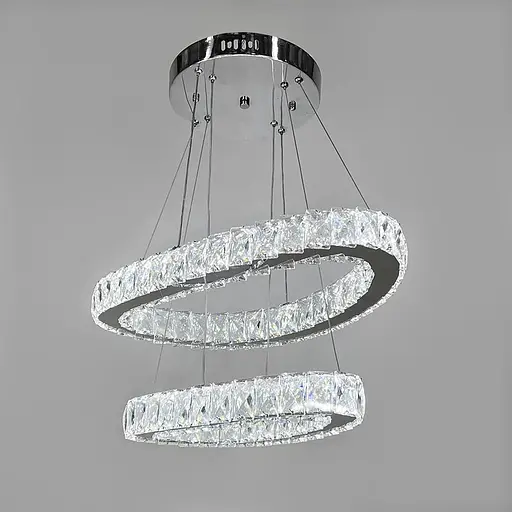 Елегантна кришталева люстра на 2 овальні яруси 50+40 см | Арт. (T) C 046/2 (600+500) | Line F - фото 1