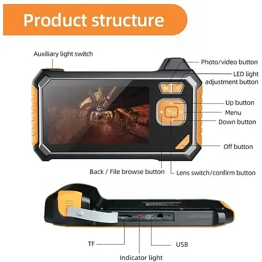 Эндоскоп автомобильный Inscam 113 технический с дисплеем 4.3'' 1 камера 8 мм диаметр 10 метров - фото 3