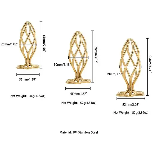 Анальна пробка Lockink Sevanda Hollow Spiral Golden Metal L - фото 8