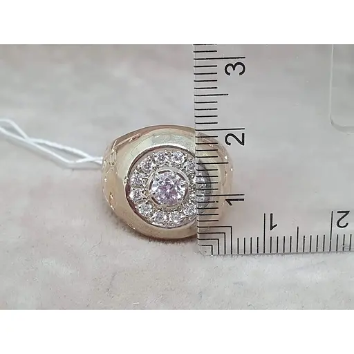 Золотое мужское кольцо с фианитами. 3521489 - фото 5