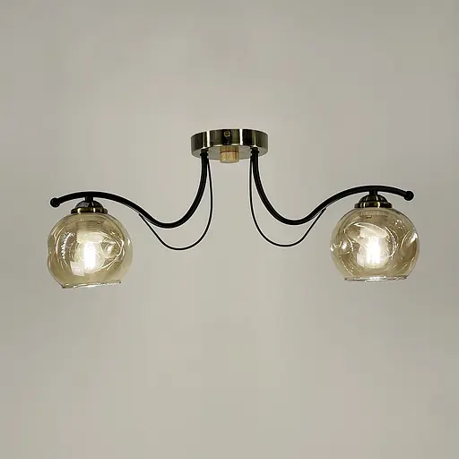 Люстра в чорному корпусі із 2-ма янтарними плафонами Line.F 7075/2 AB+BK+AB - фото 3