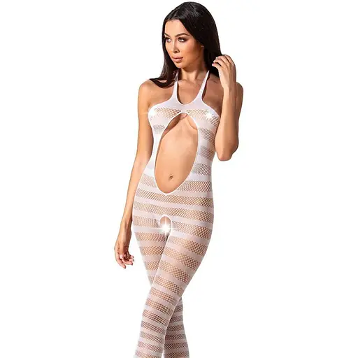 Сетчатый бодистокинг с открытым животом Passion BS081 white One size