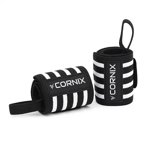 Бинти для зап'ясть (кистьові бинти) Cornix Wrist Wraps XR-0194 Black/White - фото 2