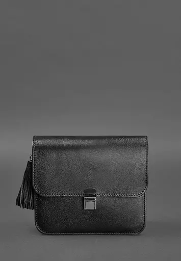 Кожаная женская бохо-сумка Лилу черная - фото 6